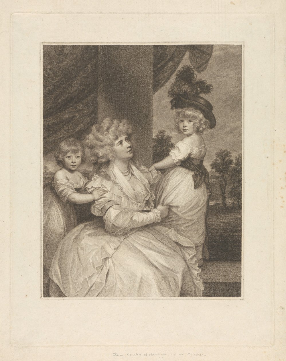 Jane, Countess of Harrington, with Her Children, Lord Petersham and Honorable Lincoln Stanhope by Francesco Bartolozzi