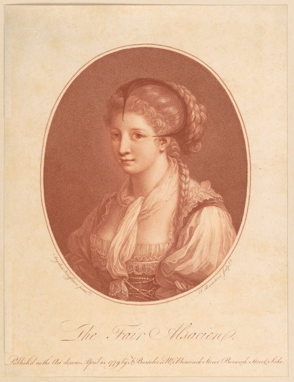 Portrait of a Beautiful Alsatian Woman by Francesco Bartolozzi