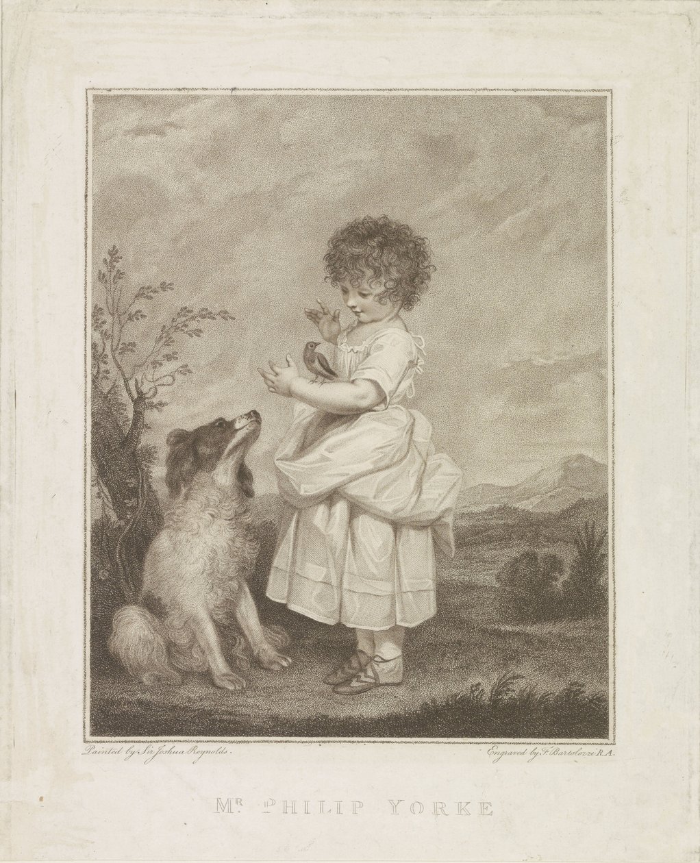 Portrait of Philip Yorke with Dog and Bird by Francesco Bartolozzi