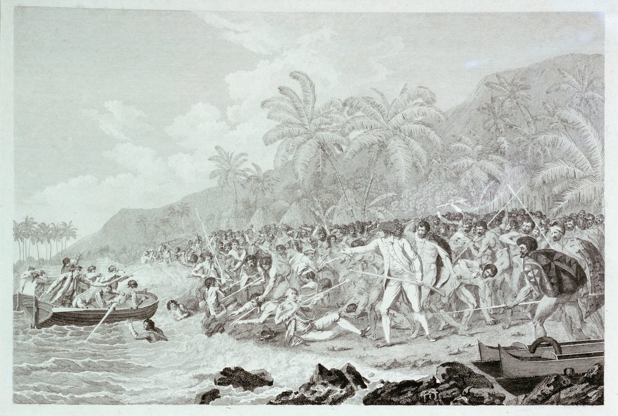 The Death of Captain Cook, c.1783 (engraving) by Francesco Bartolozzi