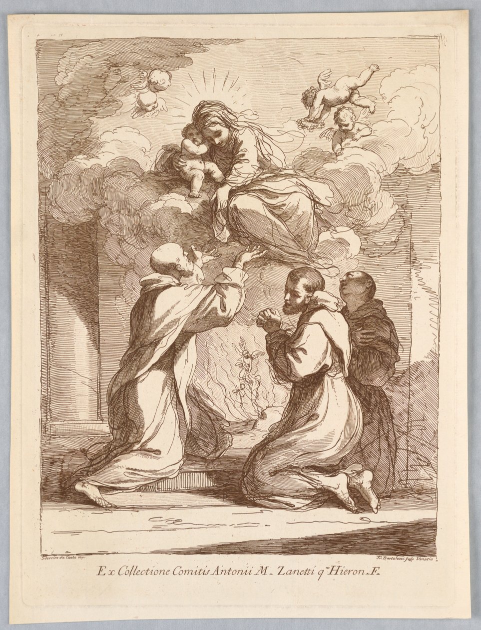 Three Saints, the Virgin and Child in the Clouds by Francesco Bartolozzi
