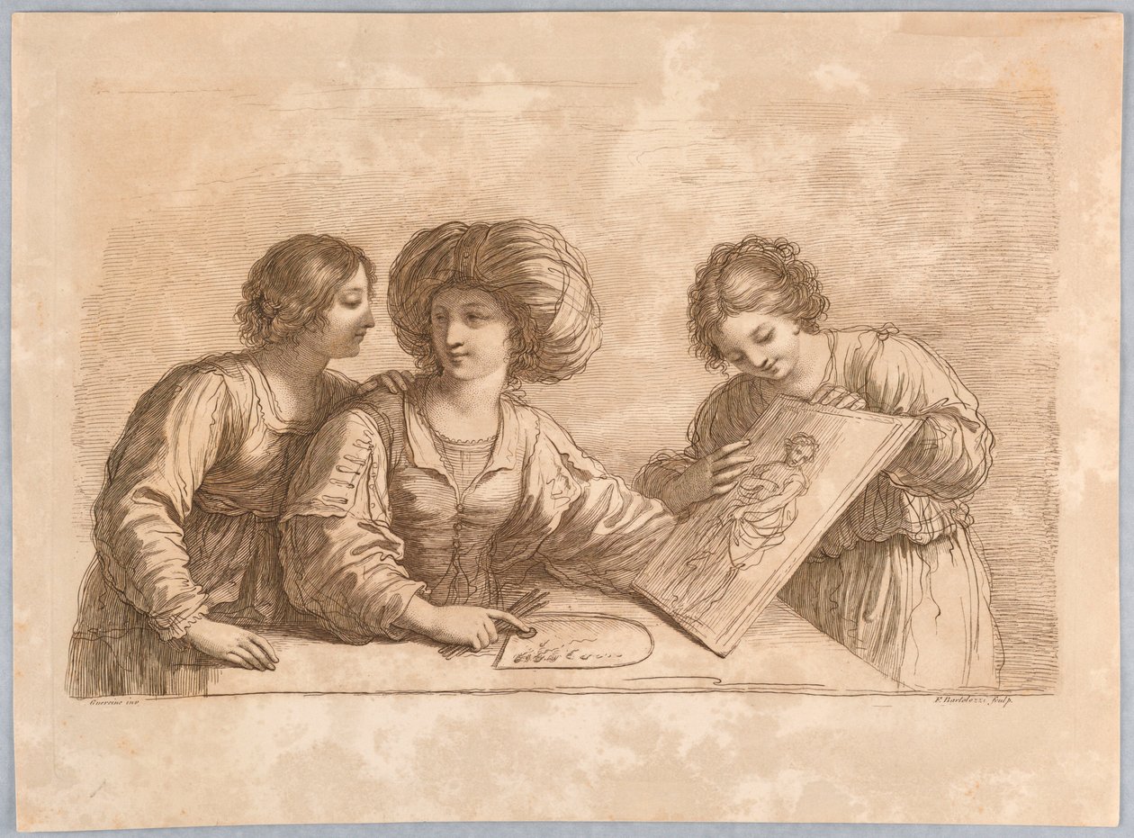 Three Women with a Palette and Sketch of a Design by Francesco Bartolozzi