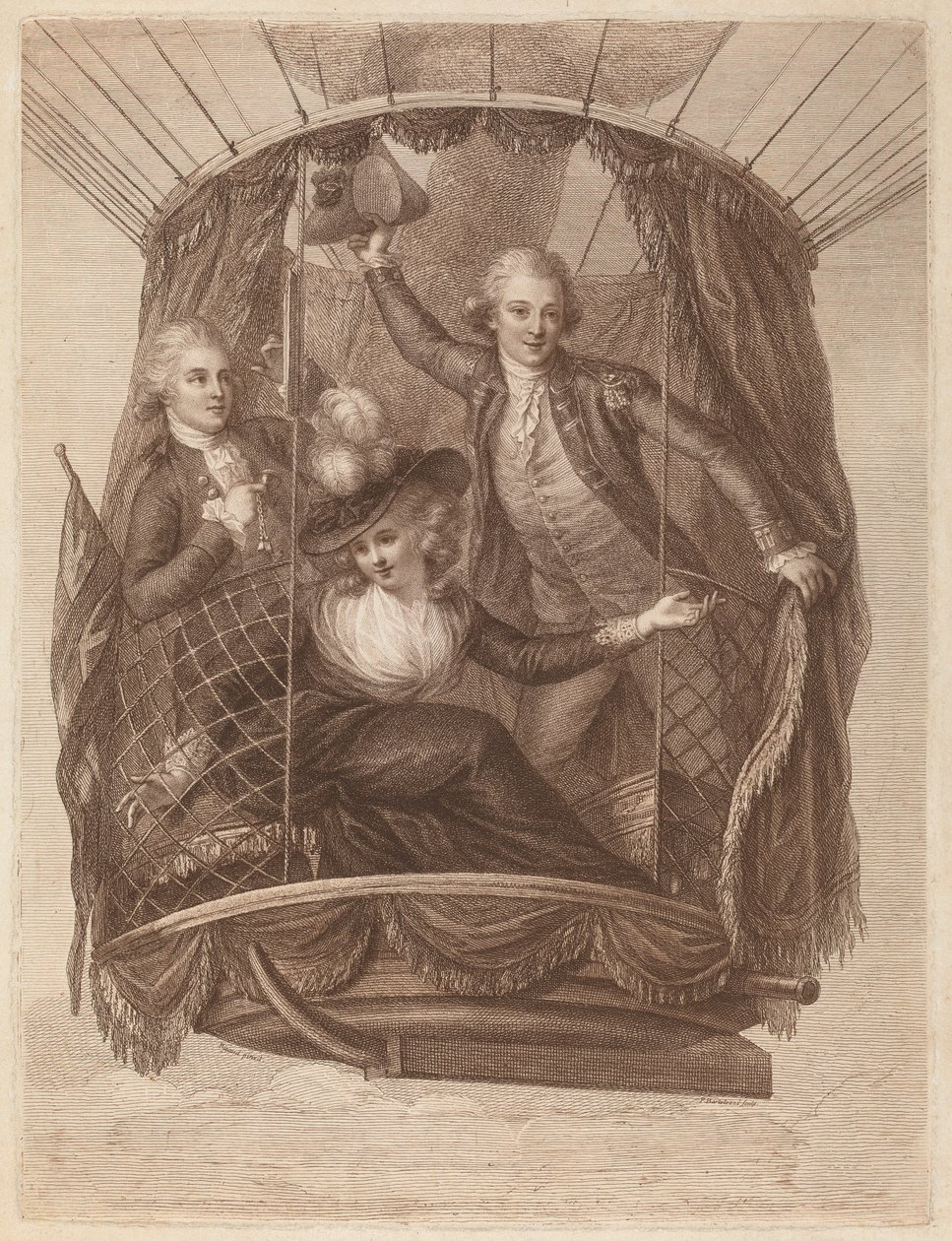 The Celebrated Vincent Lunardi Esq. Accompanied by Two Friends in His Third Aerial Excursion, Taken from St. George