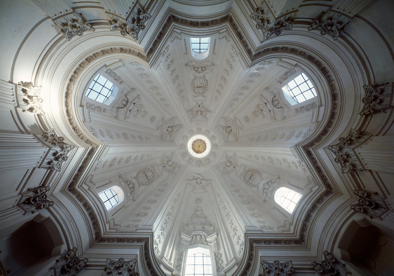 Interior view of cupola of church of st Ivo alla sapienza by Francesco Borromini