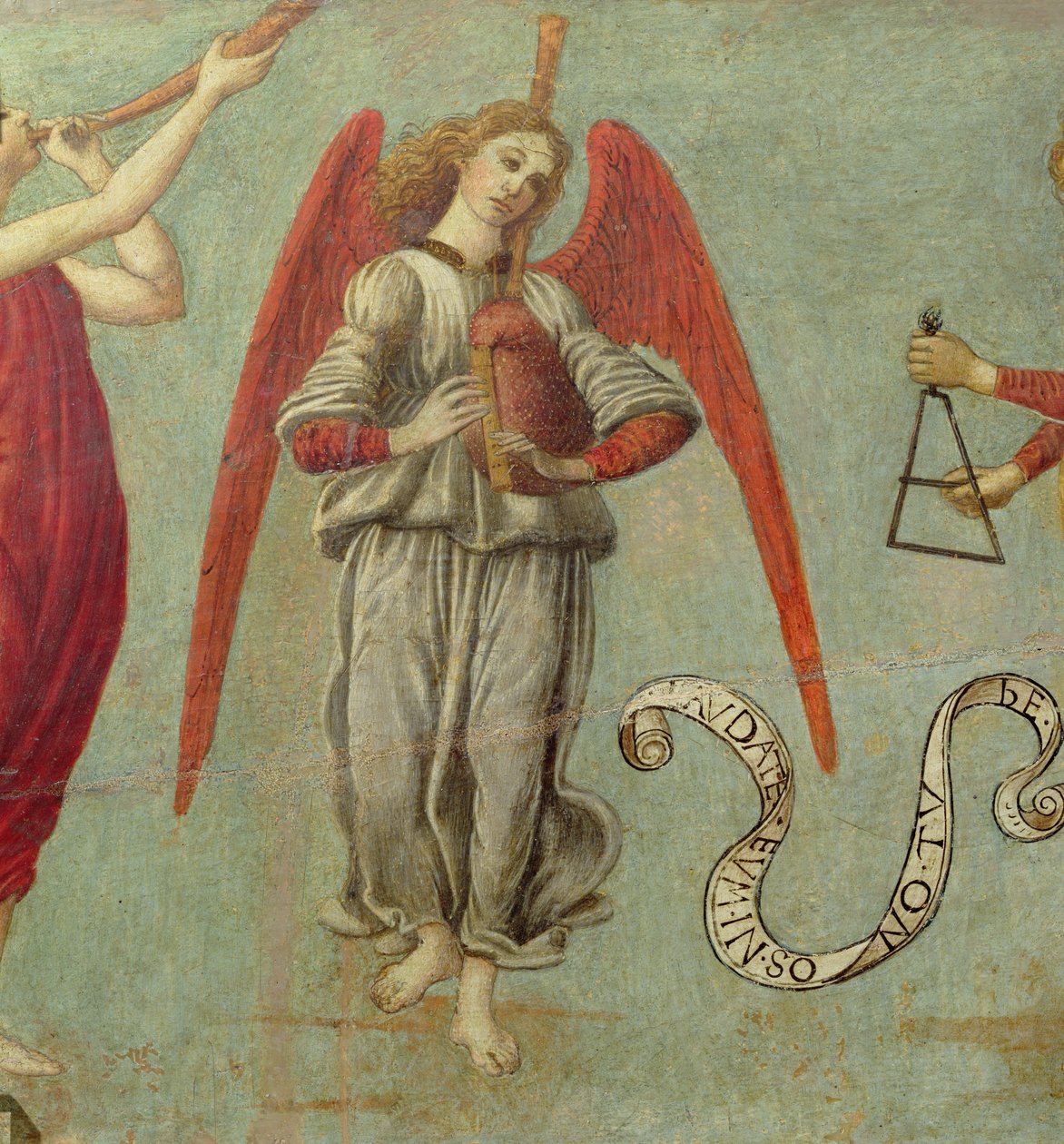 Angel playing the bagpipe (detail) by Francesco Botticini