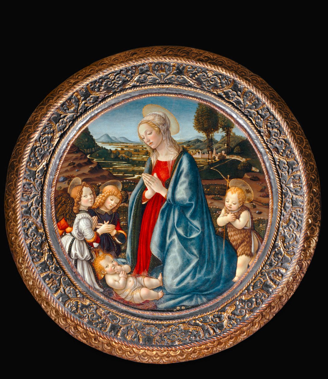 Madonna with Child, Surrounded by Saint John Baptist and Two Angels by Francesco Botticini