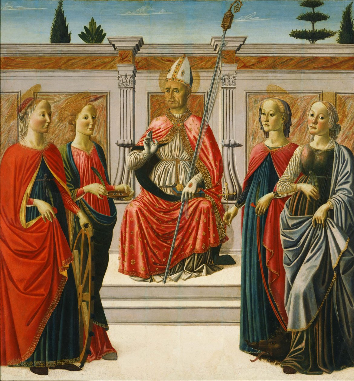 Saint Nicholas and Saints Catherine, Lucy, Margaret and Apollonia by Francesco Botticini