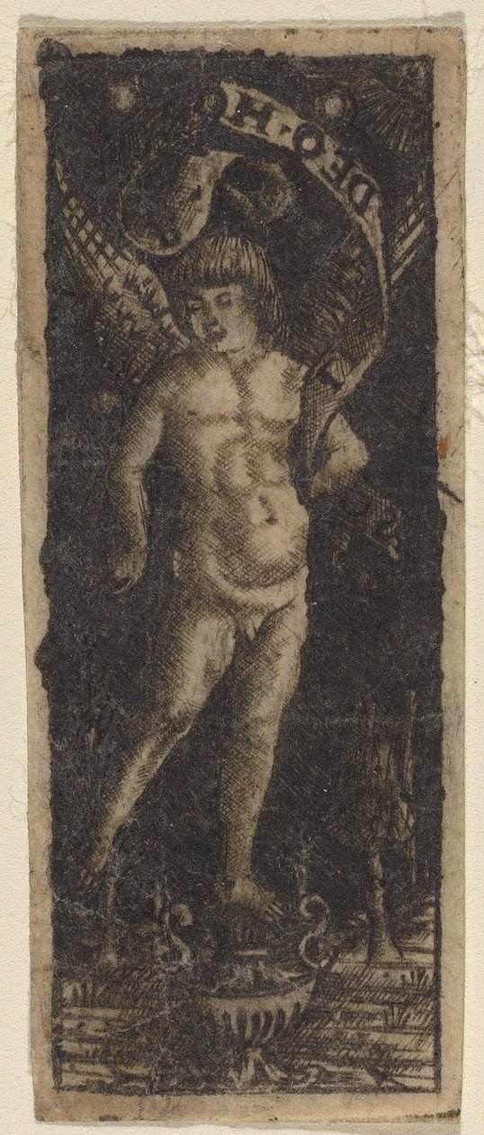 Cherub on a Vase with Inscription: 