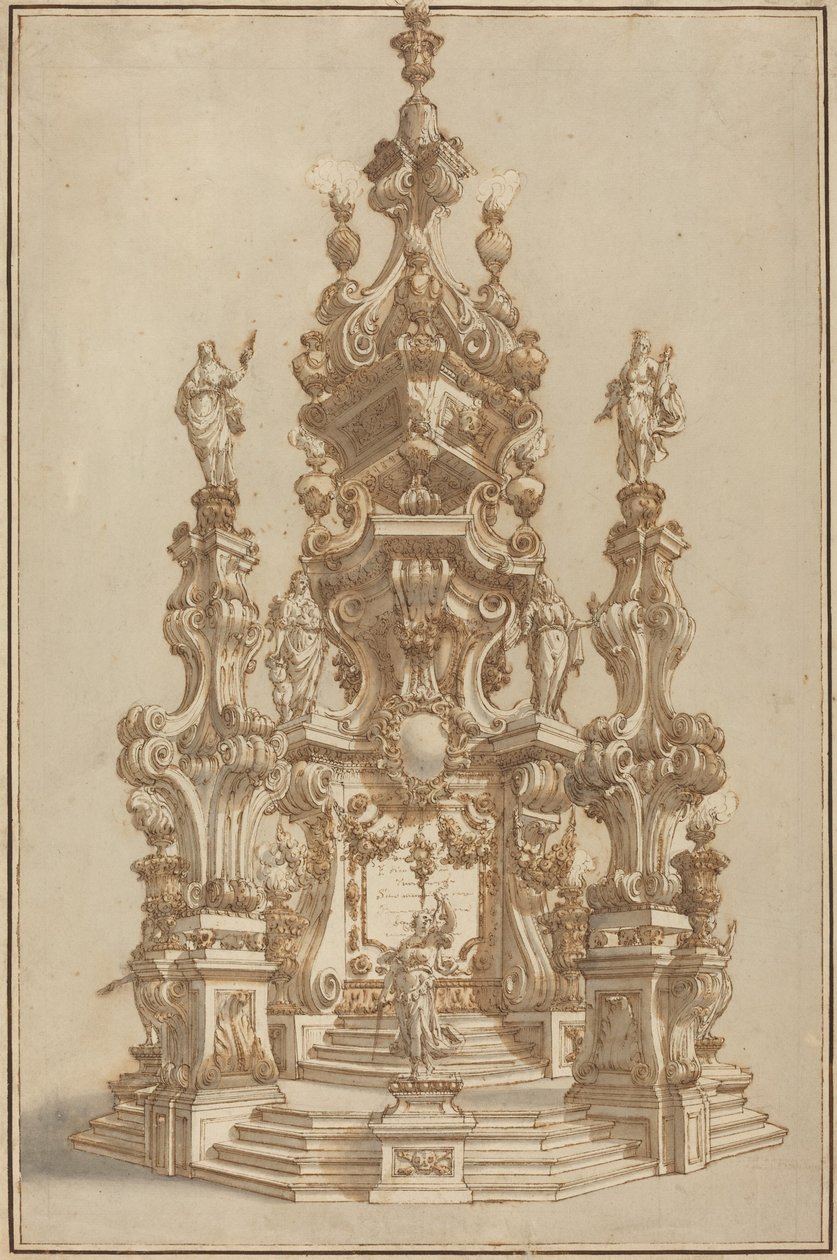 Magnificent Catafalque for a Deceased Noble by Francesco Galli Bibiena