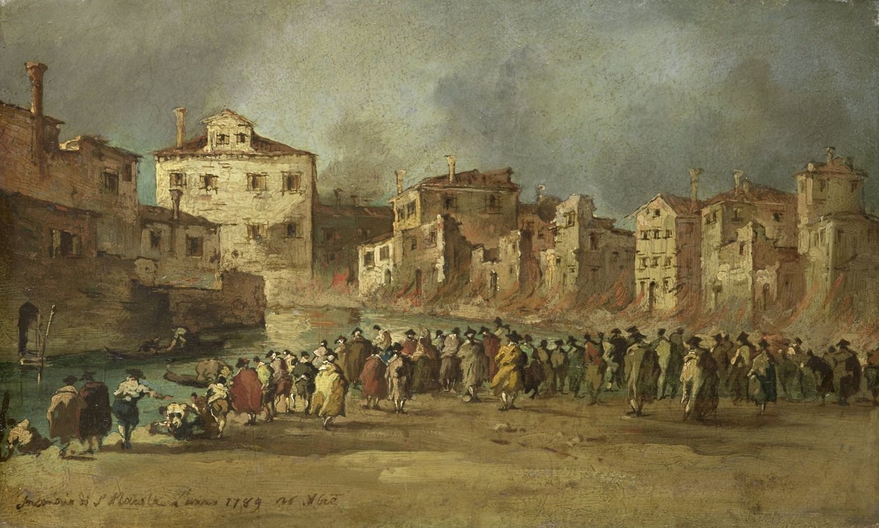 The Fire in the San Marcuola Quarter of Venice, 28 November 1789 by Francesco Guardi (copy after)