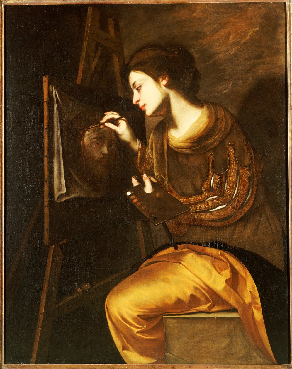 A Female Artist Painting the Image of the Sudarium by Francesco Guardi