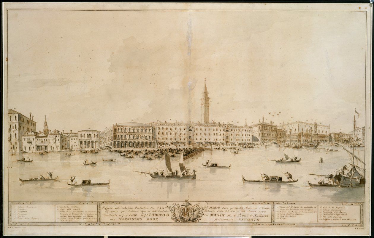 Panorama of Venice from the Bacino di San Marco, Including the Project for the Proposed Teatro Manin by Francesco Guardi