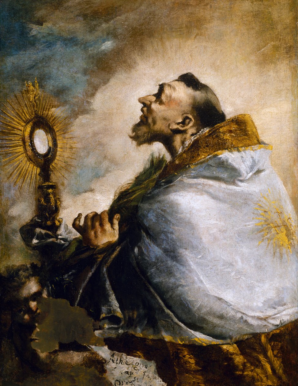 Saint in adoration of Holy Eucharist or Saint Norbert in ecstasy by Francesco Guardi