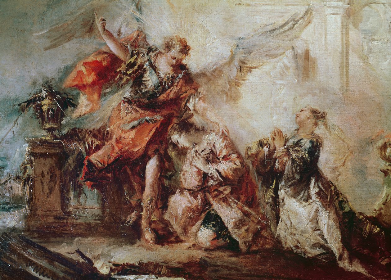 The Marriage of Tobias, detail of the couple Sara and Tobias before ...