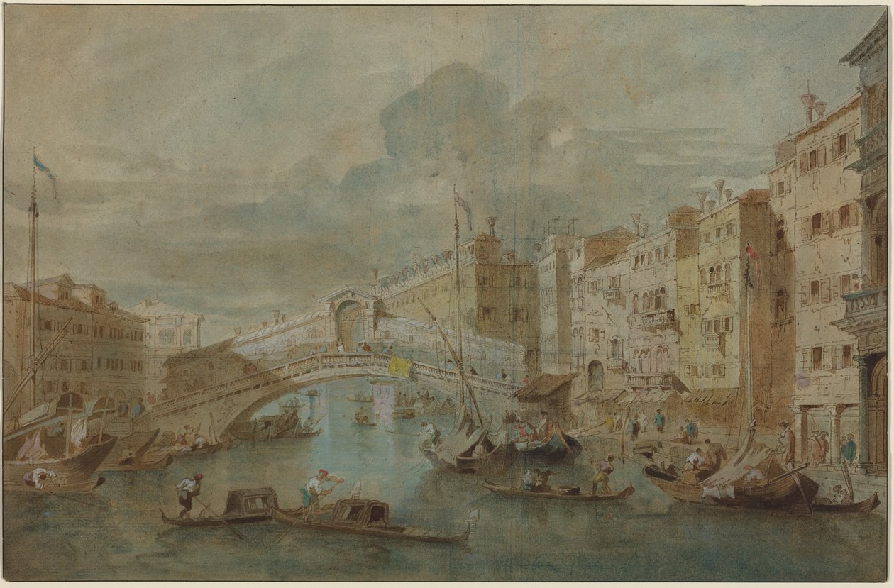 View of the Rialto Bridge, Venice by Francesco Guardi