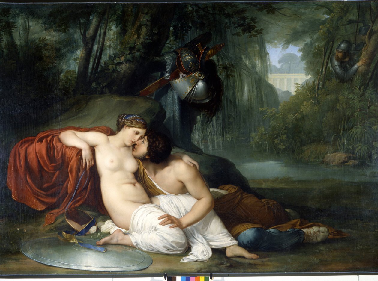 The love of Renaud and Armide Illustration of a scene of “La Jerusalem delivree” (La gerusalemme liberata) by Torquato Tasso by Francesco Hayez
