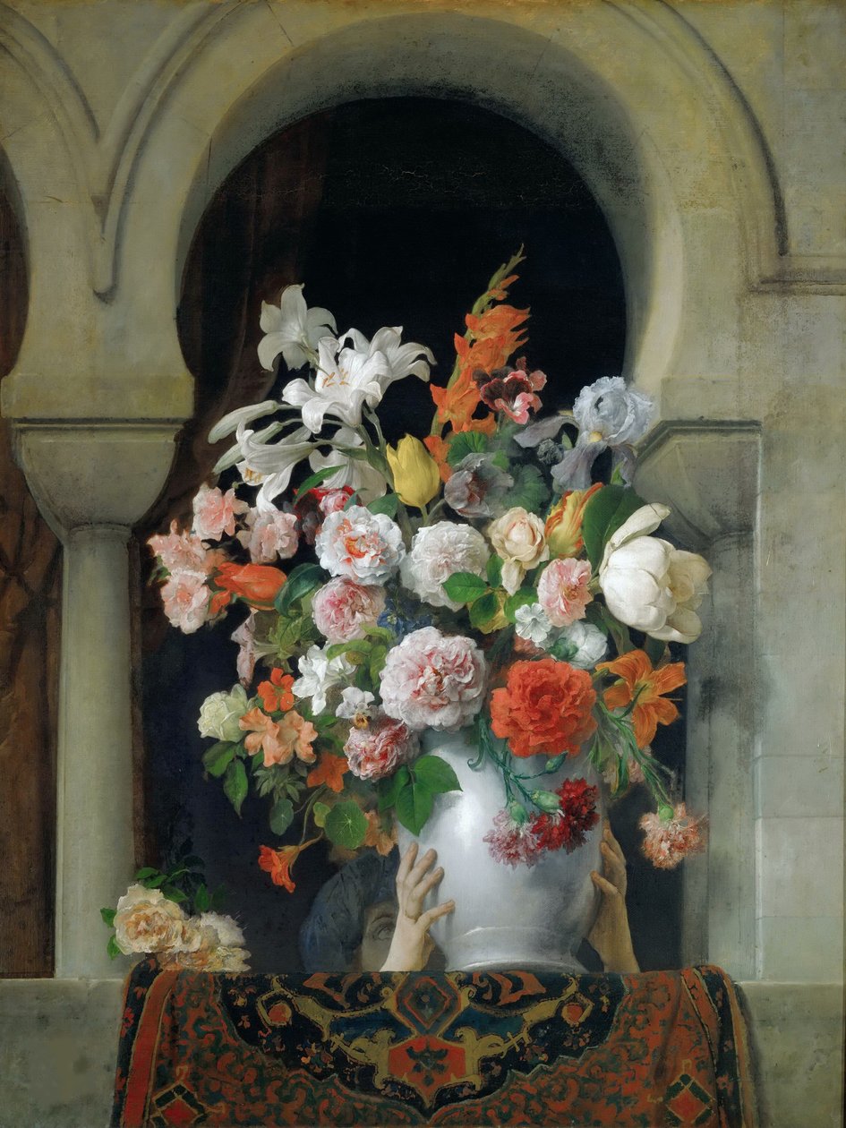 Vase of Flowers on the Window of a Harem by Francesco Hayez