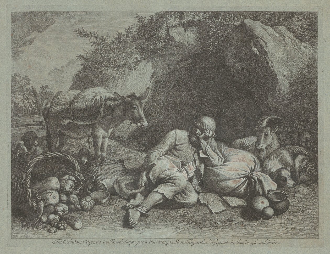 Old Man Leaning Against a Sack by Francesco Londonio