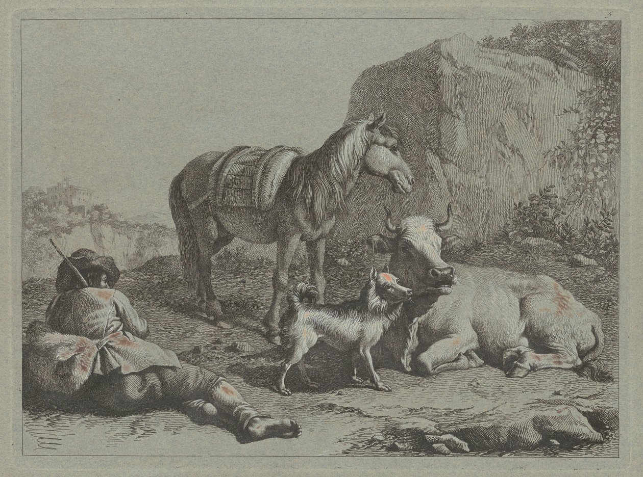 Reclining Shepherd with a Sack by Francesco Londonio