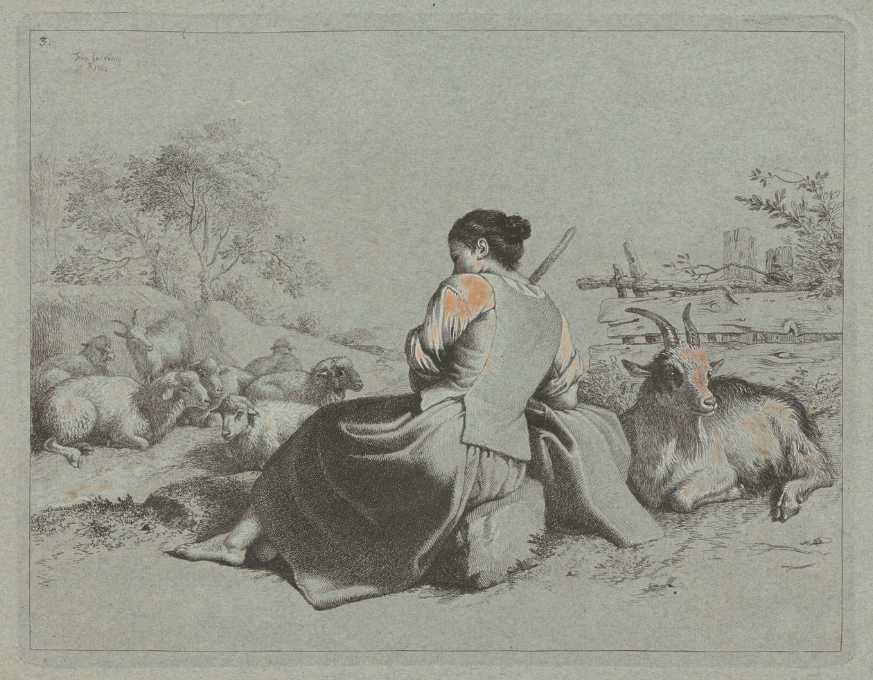 Seated Shepherdess by Francesco Londonio