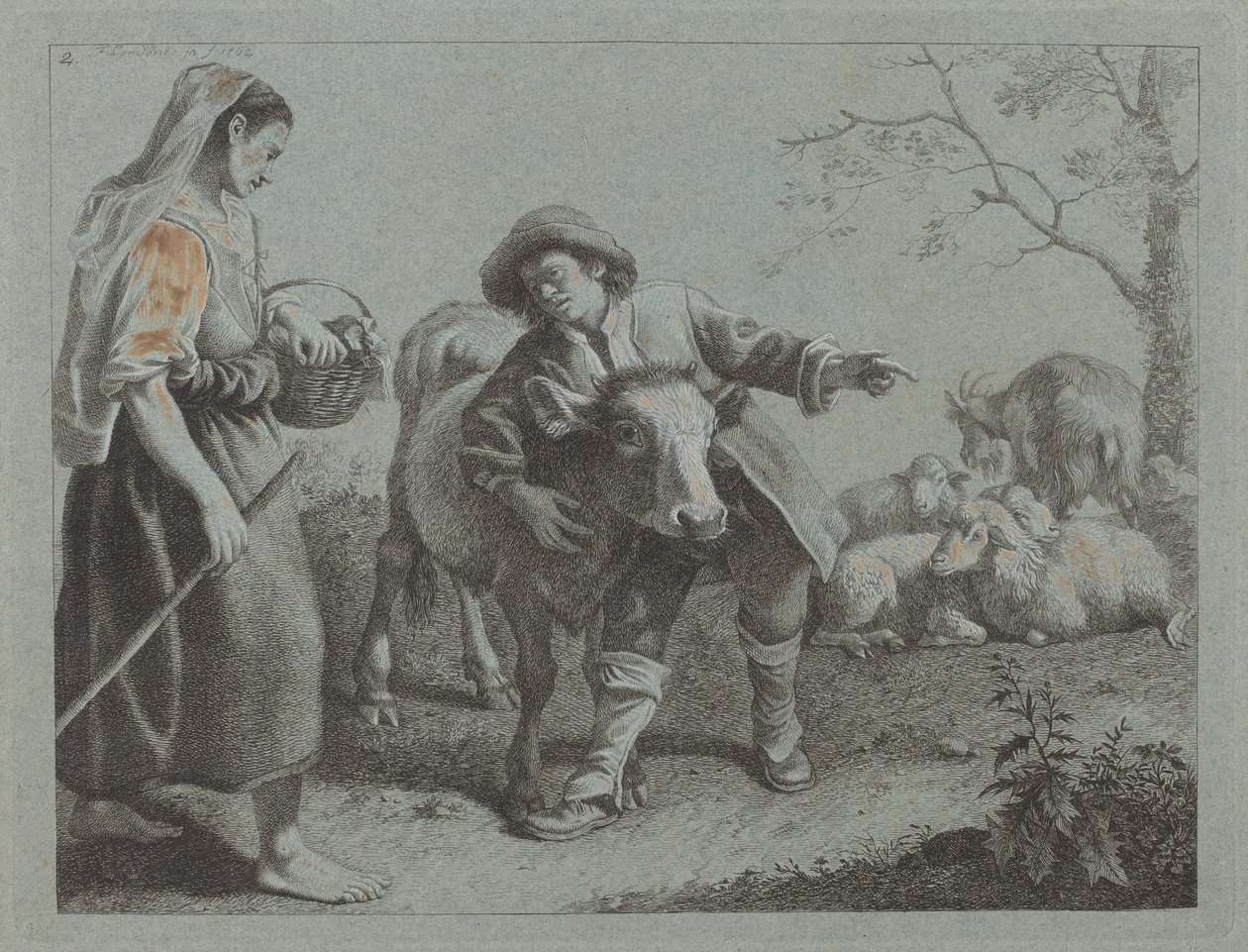 Shepherd Pointing Out the Direction to a Shepherdess by Francesco Londonio