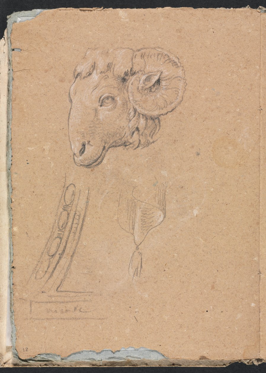 Verona Sketchbook: Rams head page12, 1760 by Francesco Lorenzi