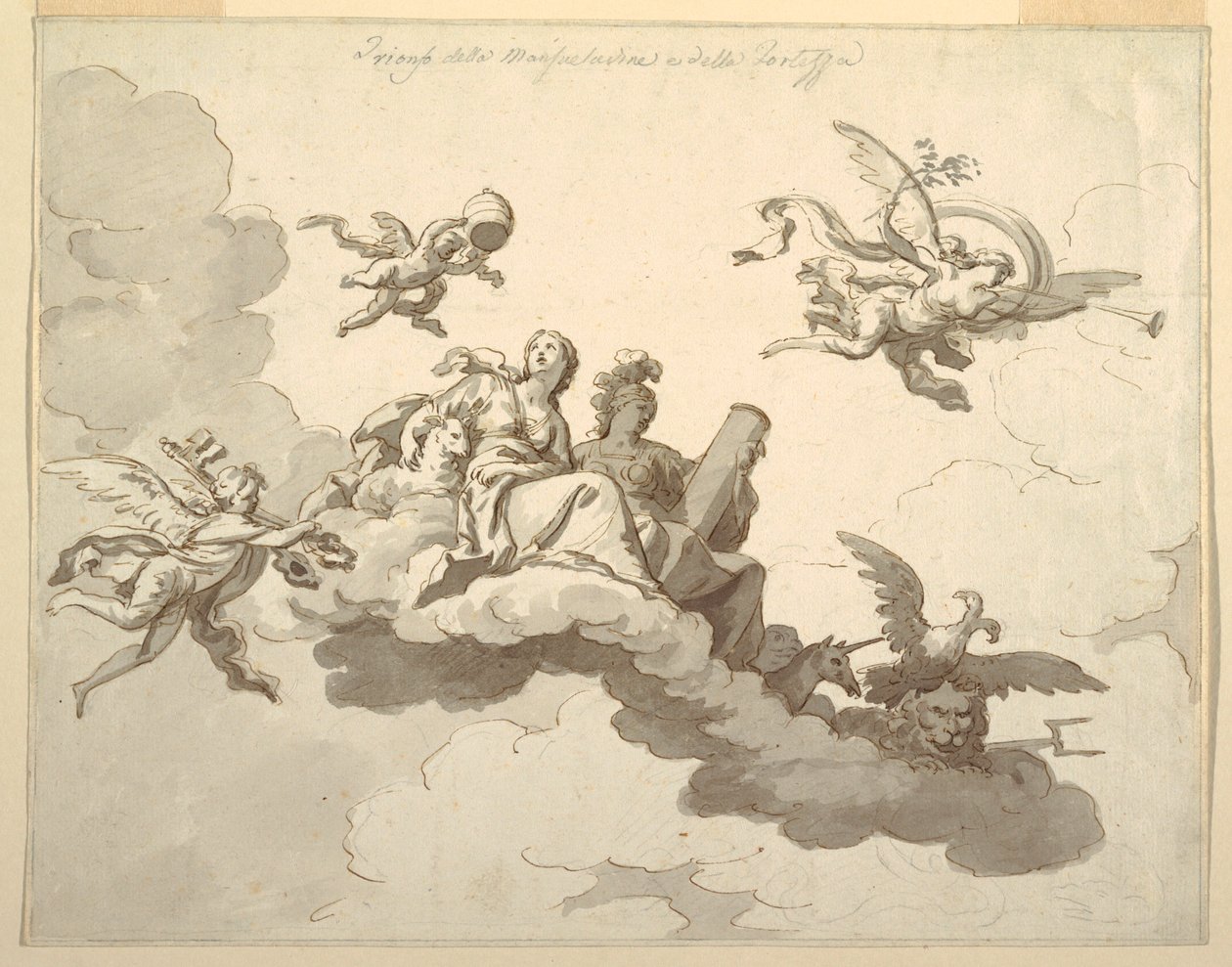 Design for a Painted Ceiling: Triumph of Meekness and Strength, ca. 1780 by Francesco Manno