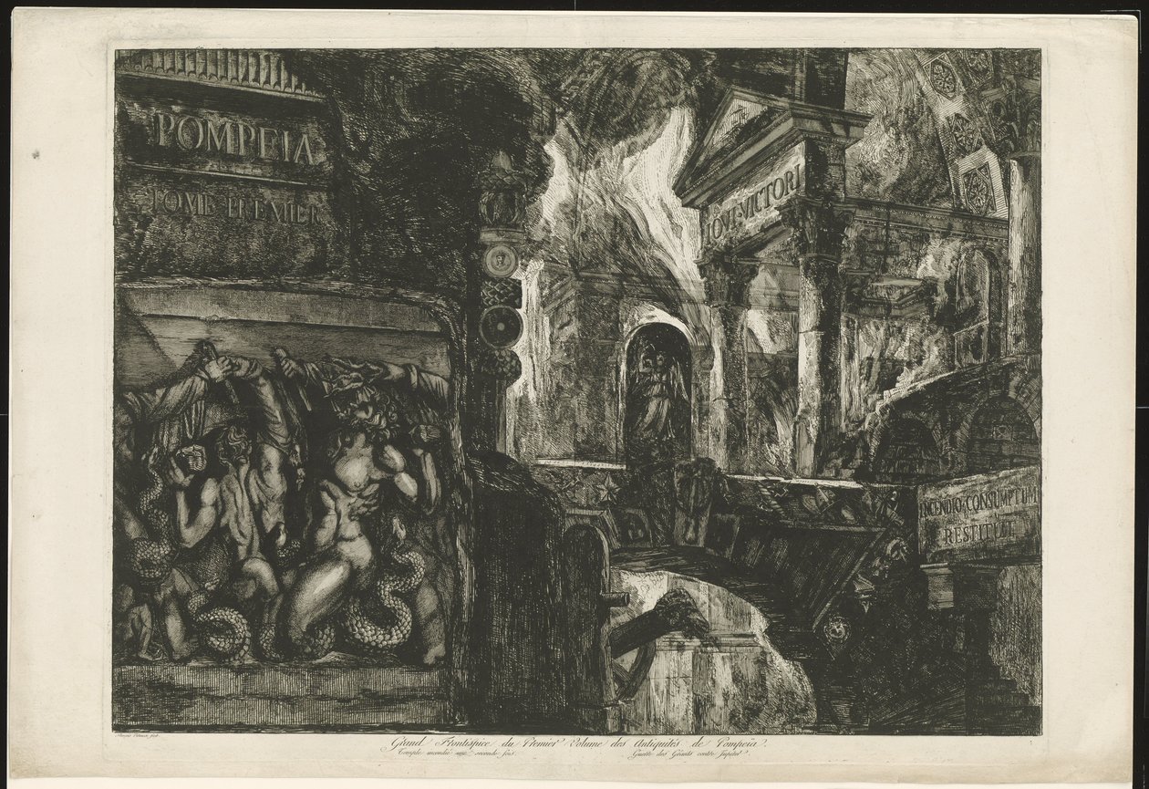 Title Page with Temple and Building Fragments by Francesco Piranesi