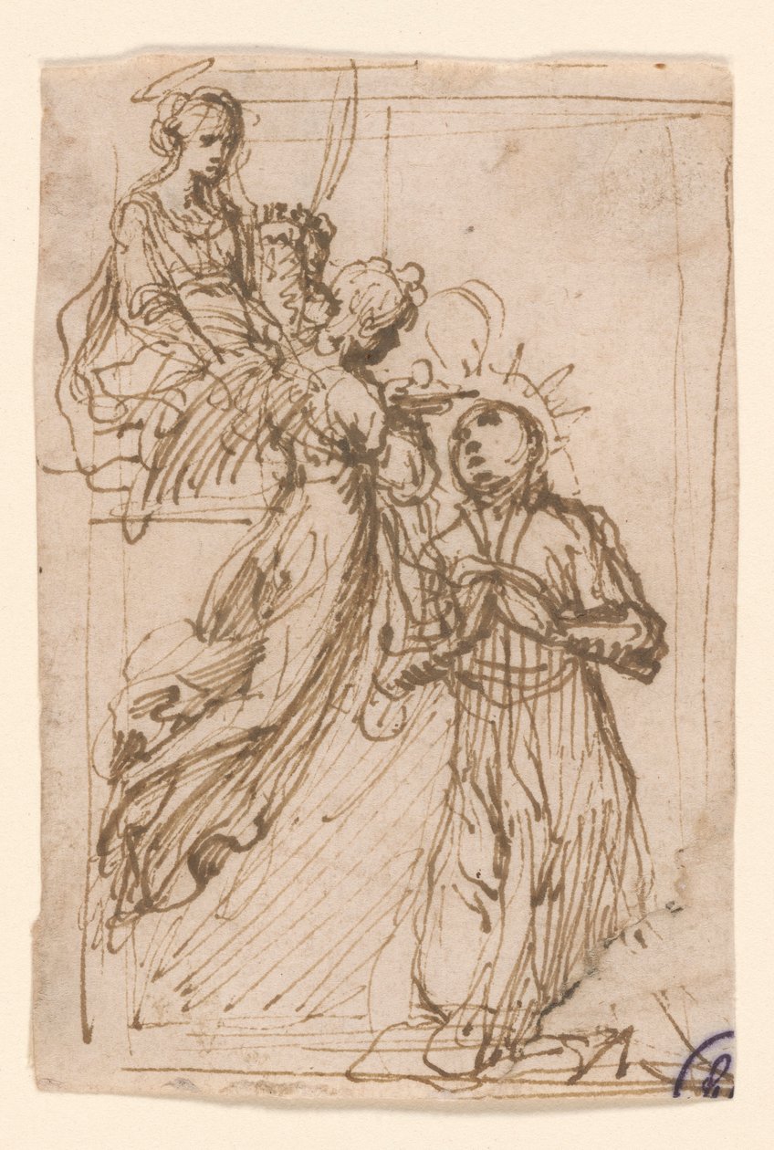 Blessed Stanislaus Kostka Receiving Communion from the Angels Assisted by Saint Barbara by Francesco Vanni