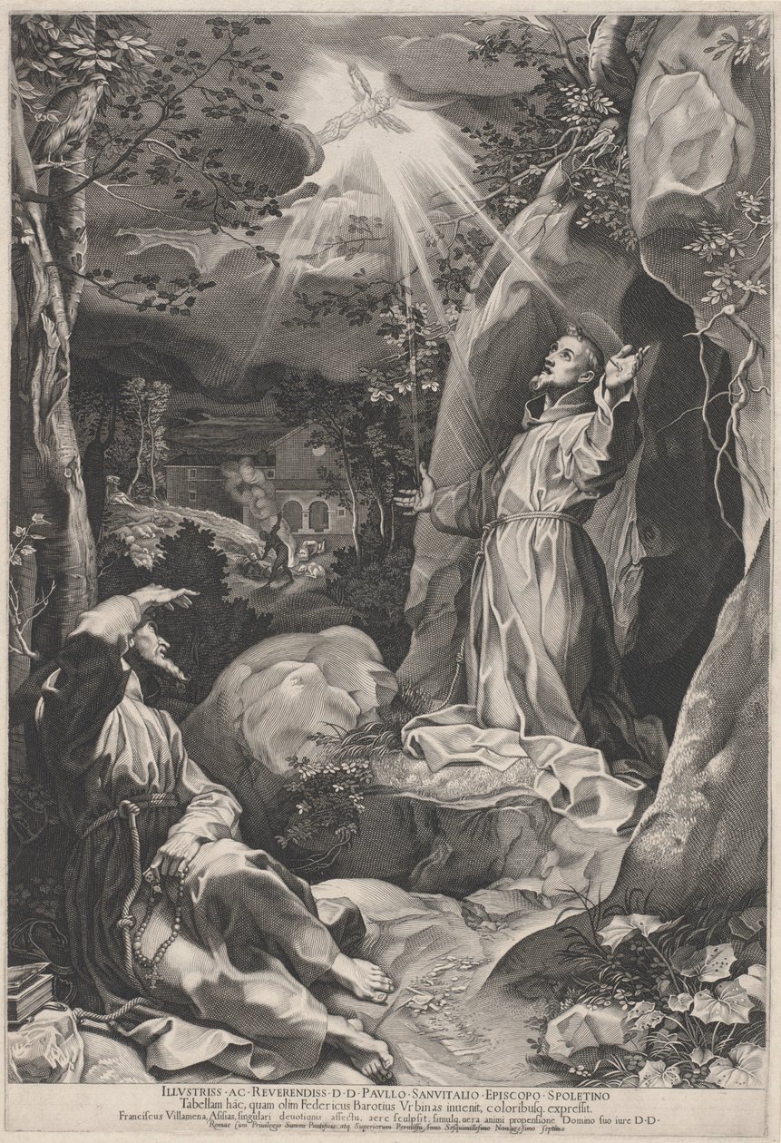 Saint Francis Receiving the Stigmata by Francesco Villamena, after Federico Barocci