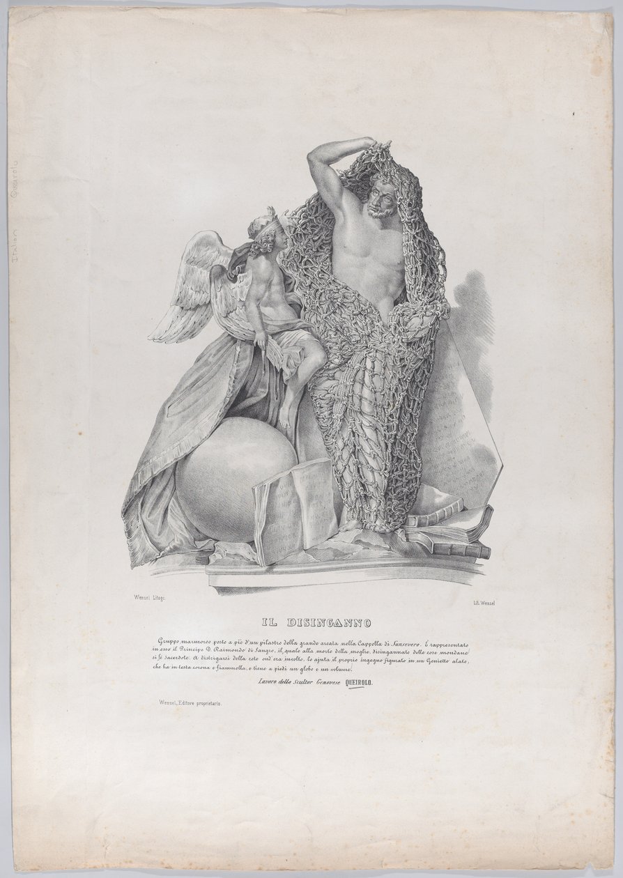 Prince Raimondo di Sangro disentangling himself from the net of worldly cares, ca. 1840-50 by Francesco Wenzel