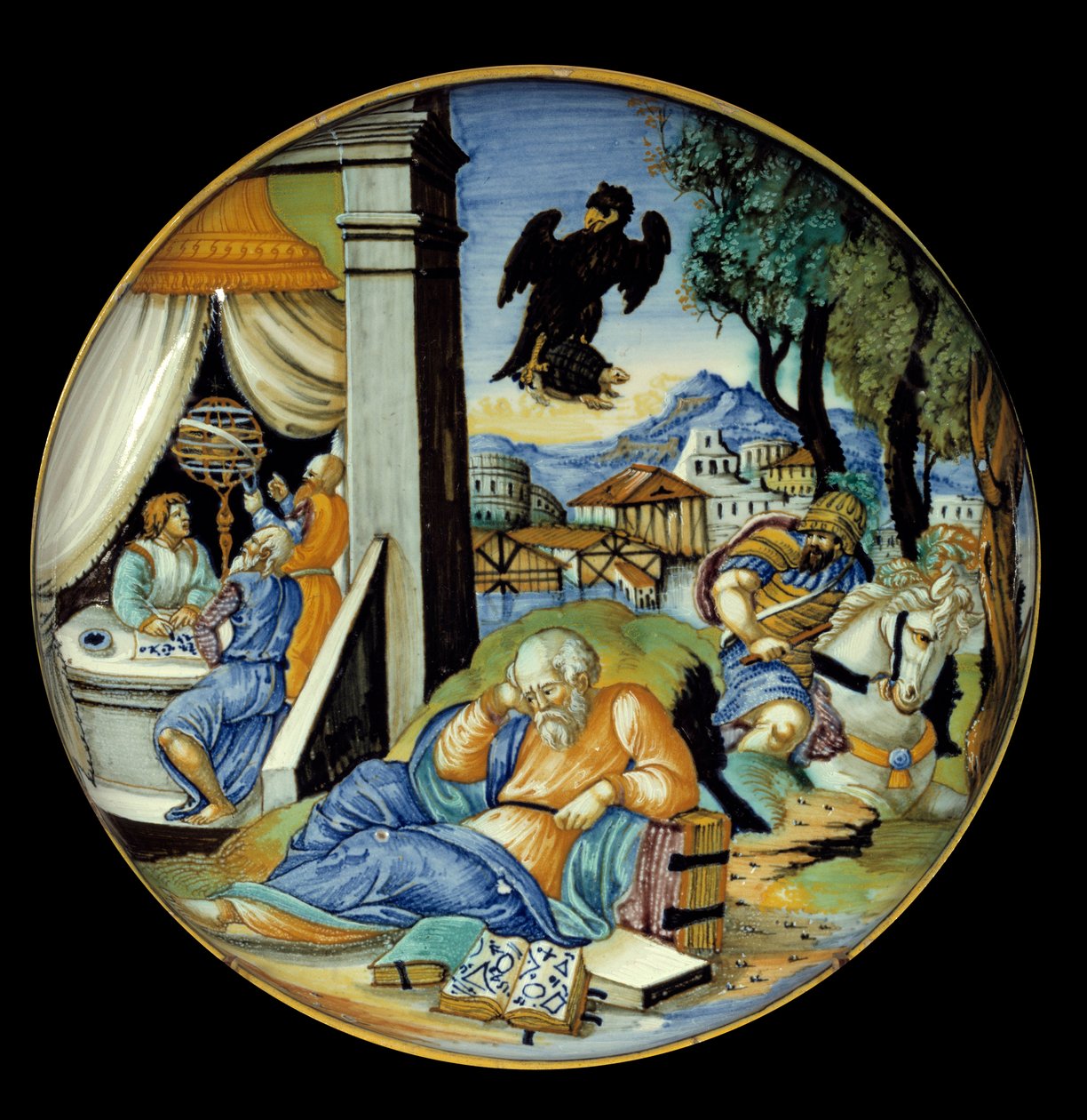 Low Leg Cut: Allegory of Destiny. Faience. Made by Francesco Avelli Xanto by Francesco Xanto Avelli