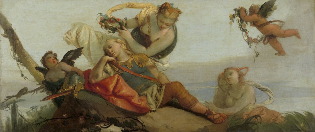 The Sleeping Rinaldo Crowned with Flowers by Armida (formerly entitled Sleeping Mars) by Francesco Zugno