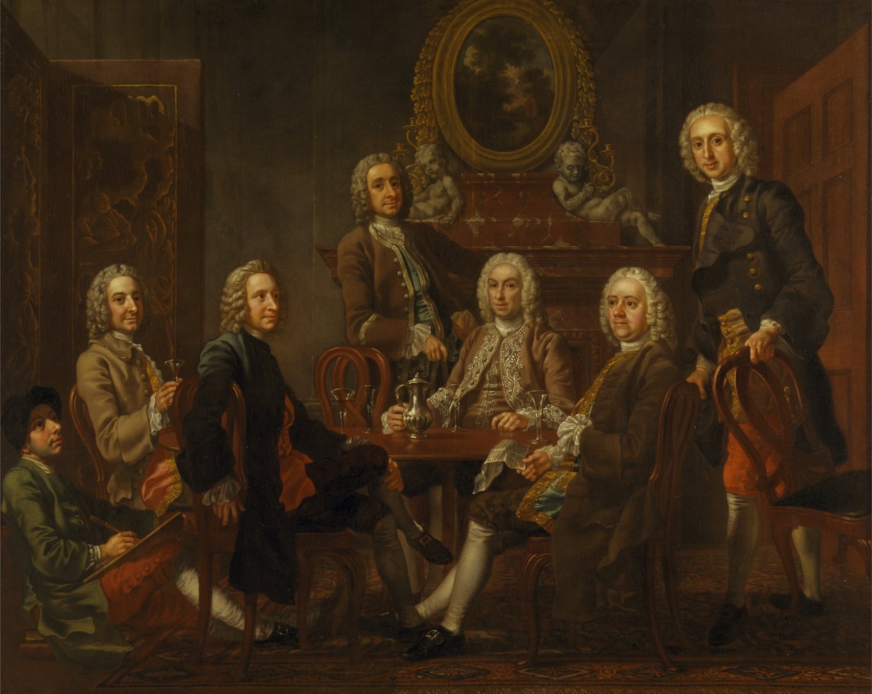 Portrait of a Group of Gentlemen, with the Artist by Francis Hayman