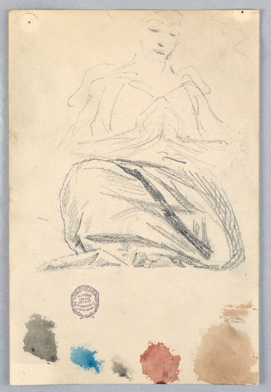 Sketch of Drapery for Seated Figure by Francis Augustus Lathrop