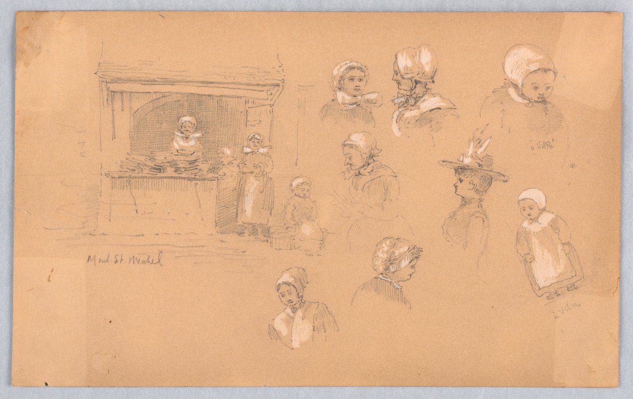 Sketches of Townspeople in Mont St. Michel and Vitré by Francis Augustus Lathrop