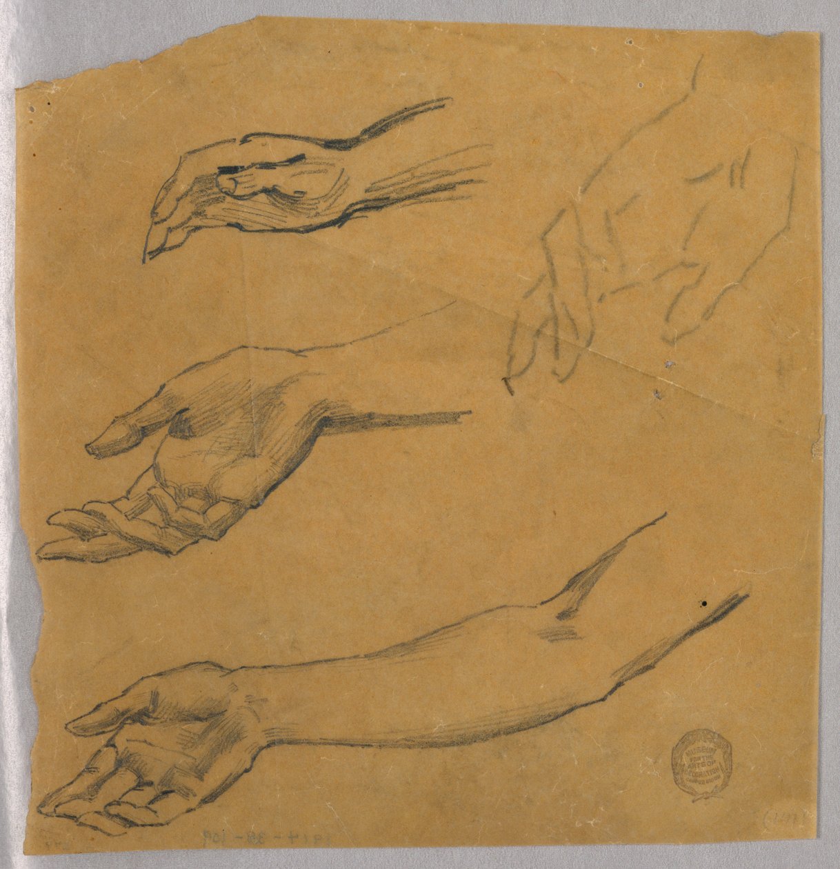 Three Studies of a Hand and Arm by Francis Augustus Lathrop