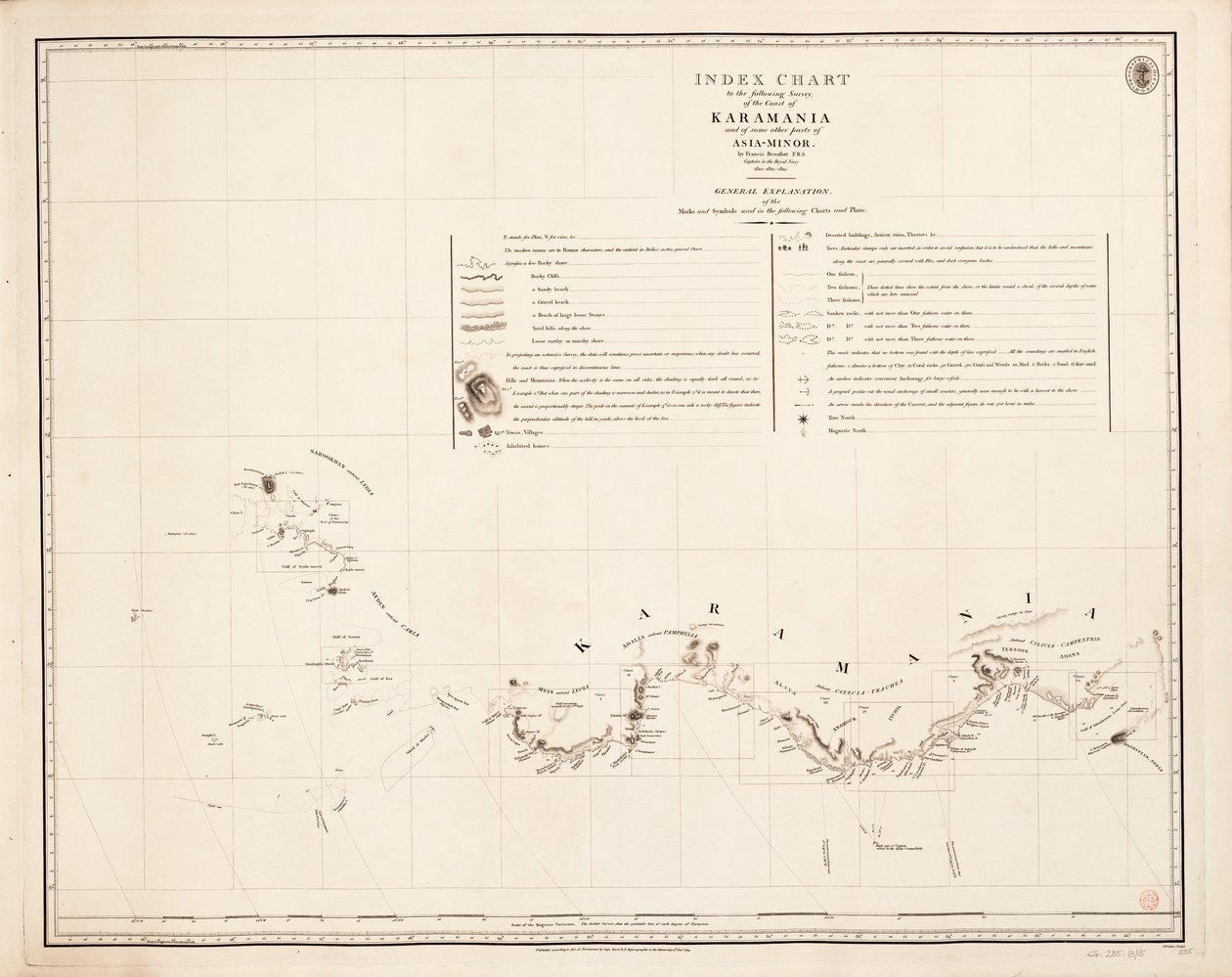 Index chart to the following survey of the coast of Karamania by Francis Beaufort