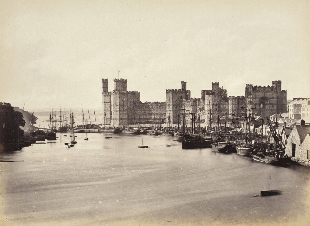 Carnarvon Castle and Mouth of River (578) by Francis Bedford