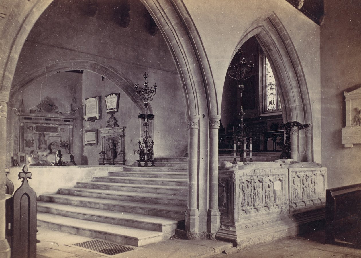 Monuments and Chancel Steps, Tenby Church, 1870s by Francis Bedford