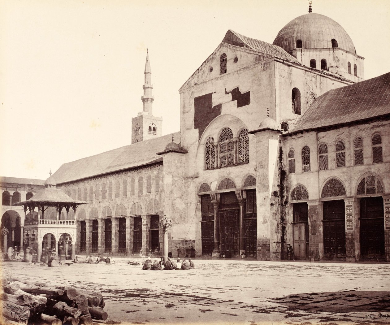 Side of the Great Mosque (Umayyad Mosque), Looking North, Damascus by Francis Bedford