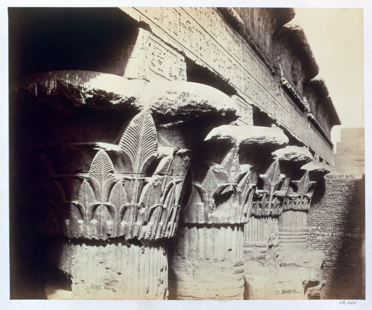The capitals of the portico, Temple of Khnum, Esna, Egypt by Francis Bedford