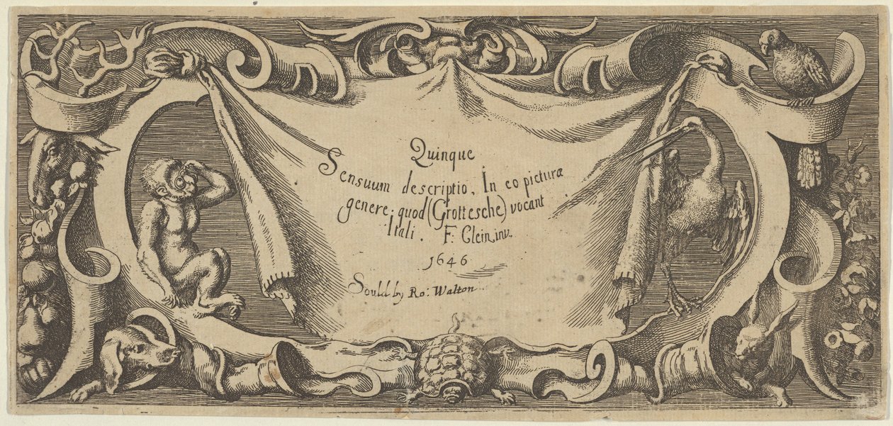 Title Plate, from Quinque Sensuum Five Senses, ca. 1655 by Francis Cleyn
