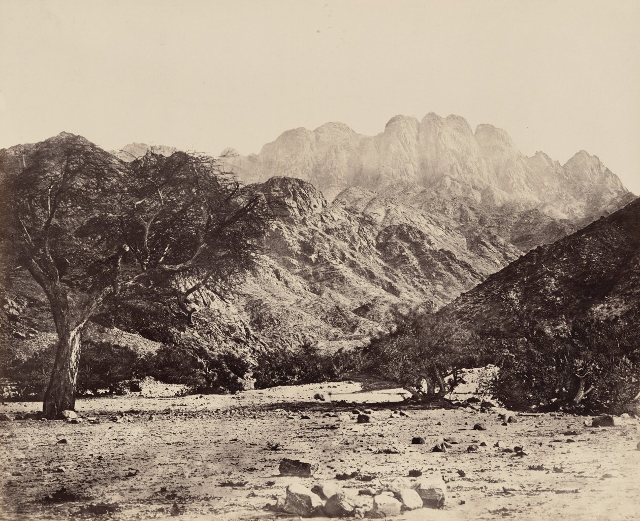 Mount Serbal, from the Wadi Feiran, Egypt, 1858 by Francis Frith