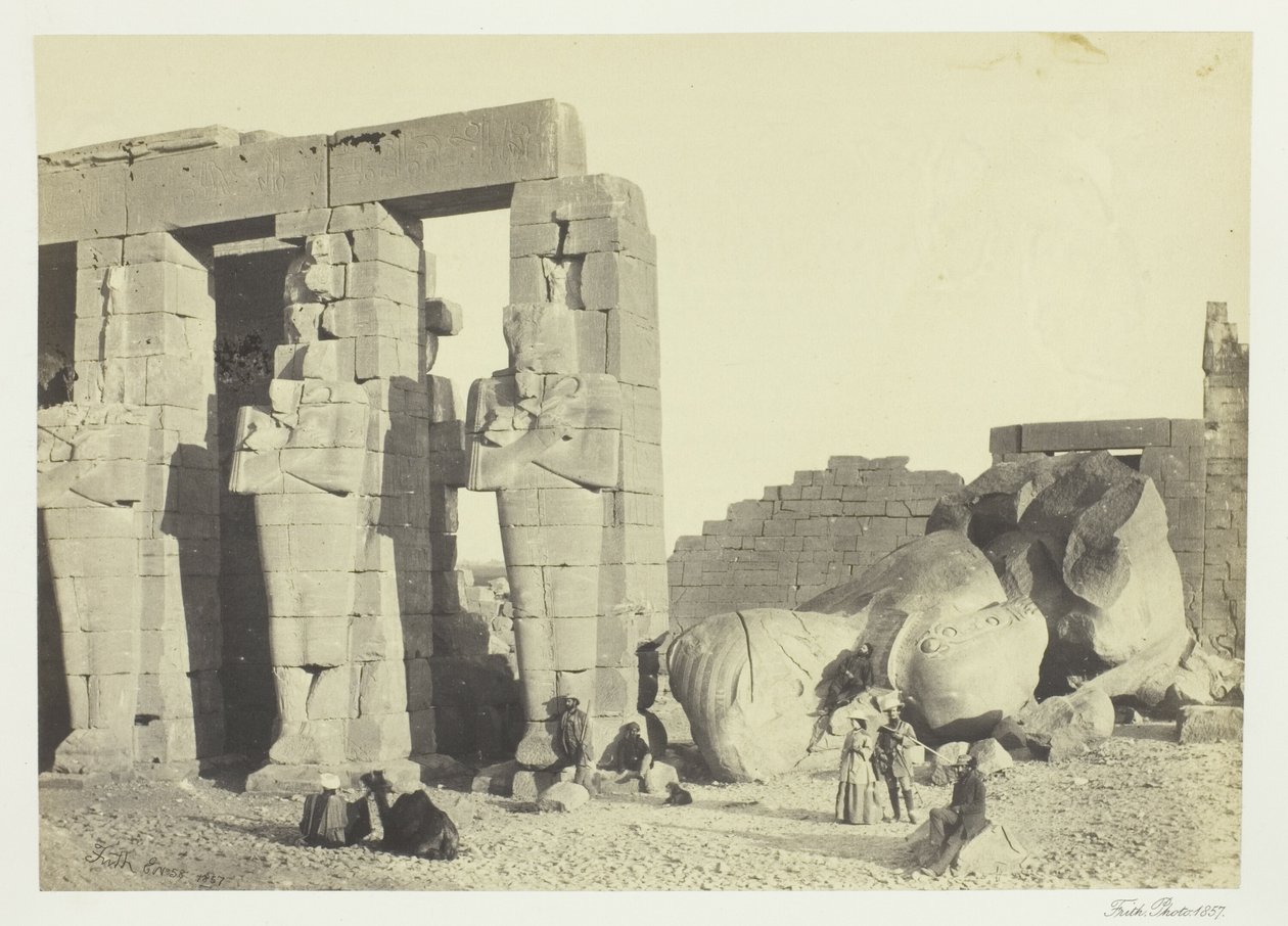 Osiride Pillars and Great Fallen Colossus, at the Memnonium, Thebes by Francis Frith