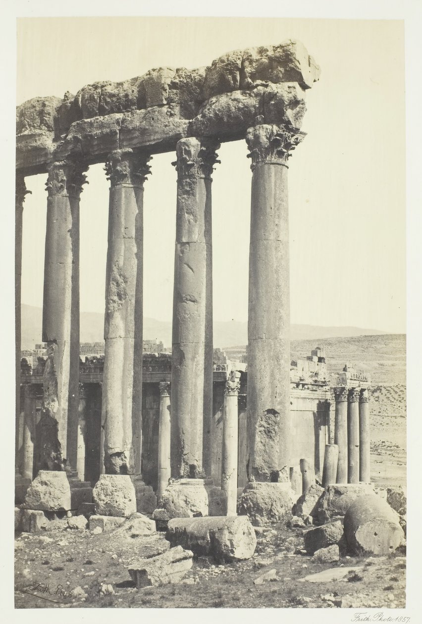 The Great Pillars and Smaller Temple, Baalbec, 1857 by Francis Frith