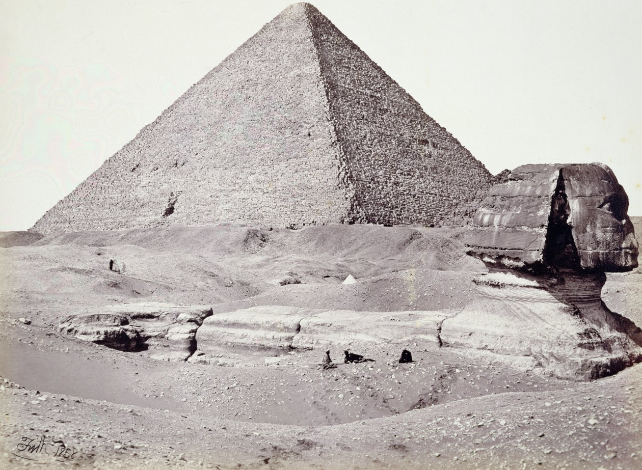The Great Pyramid, with The Sphinx in the Foreground, El-Geezah by Francis Frith