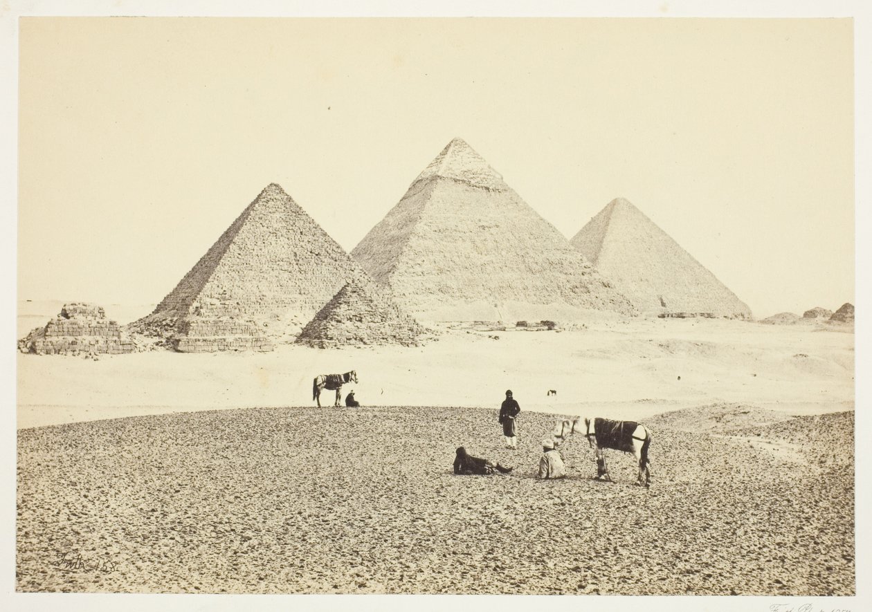 The Pyramids of El Geezeh, from the Southwest by Francis Frith