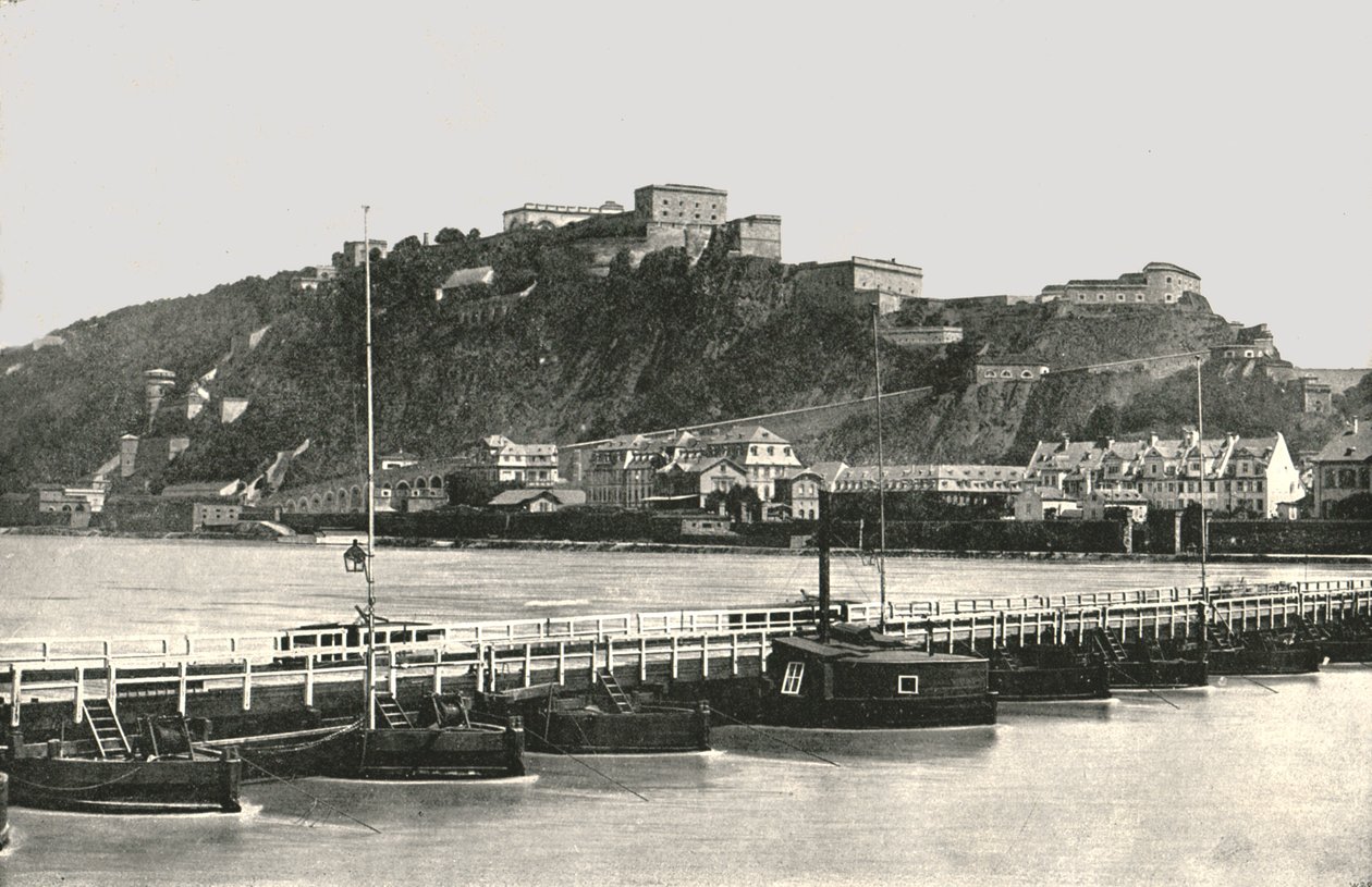 The Fortress of Ehrenbreitstein on the Rhine, Germany by Frith and Co