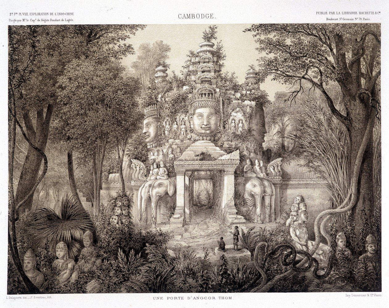 A gate of Angkor Thom, ca. 1870 - in Journey d